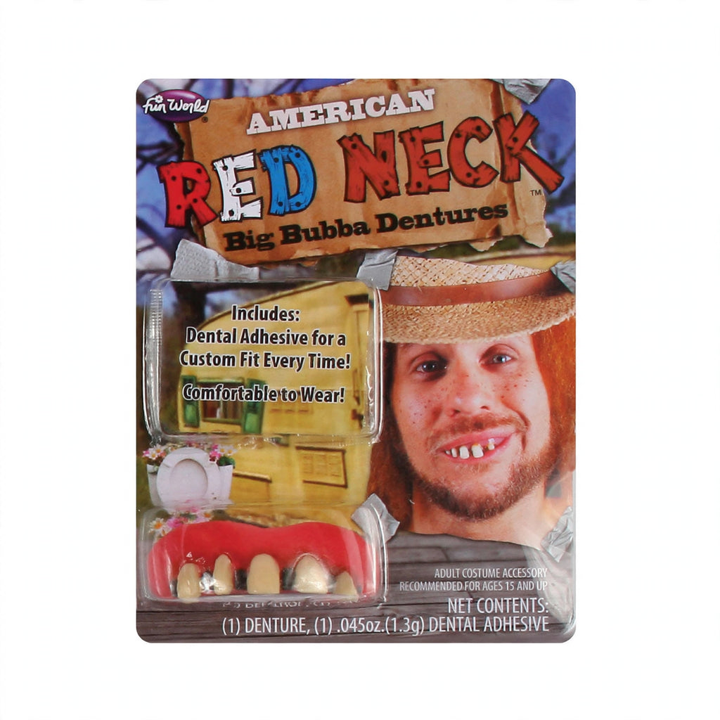 Funworld Big Bubba Red Neck Teeth Dentures and Adhesive set