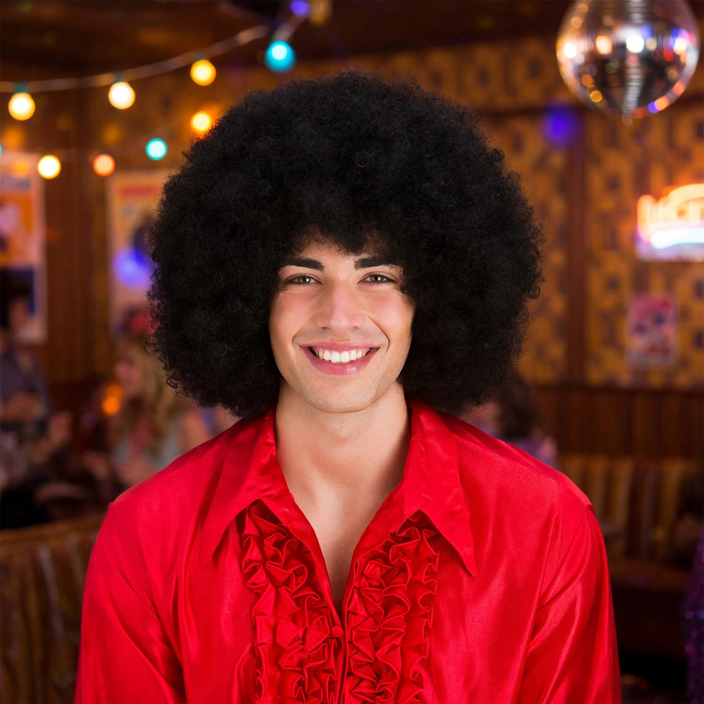 Giant Black Afro Wig worn for 70s disco night or costume event