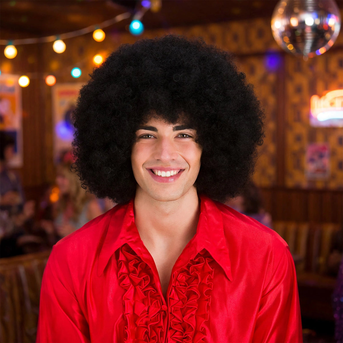 Giant Black Afro Wig worn for 70s disco night or costume event