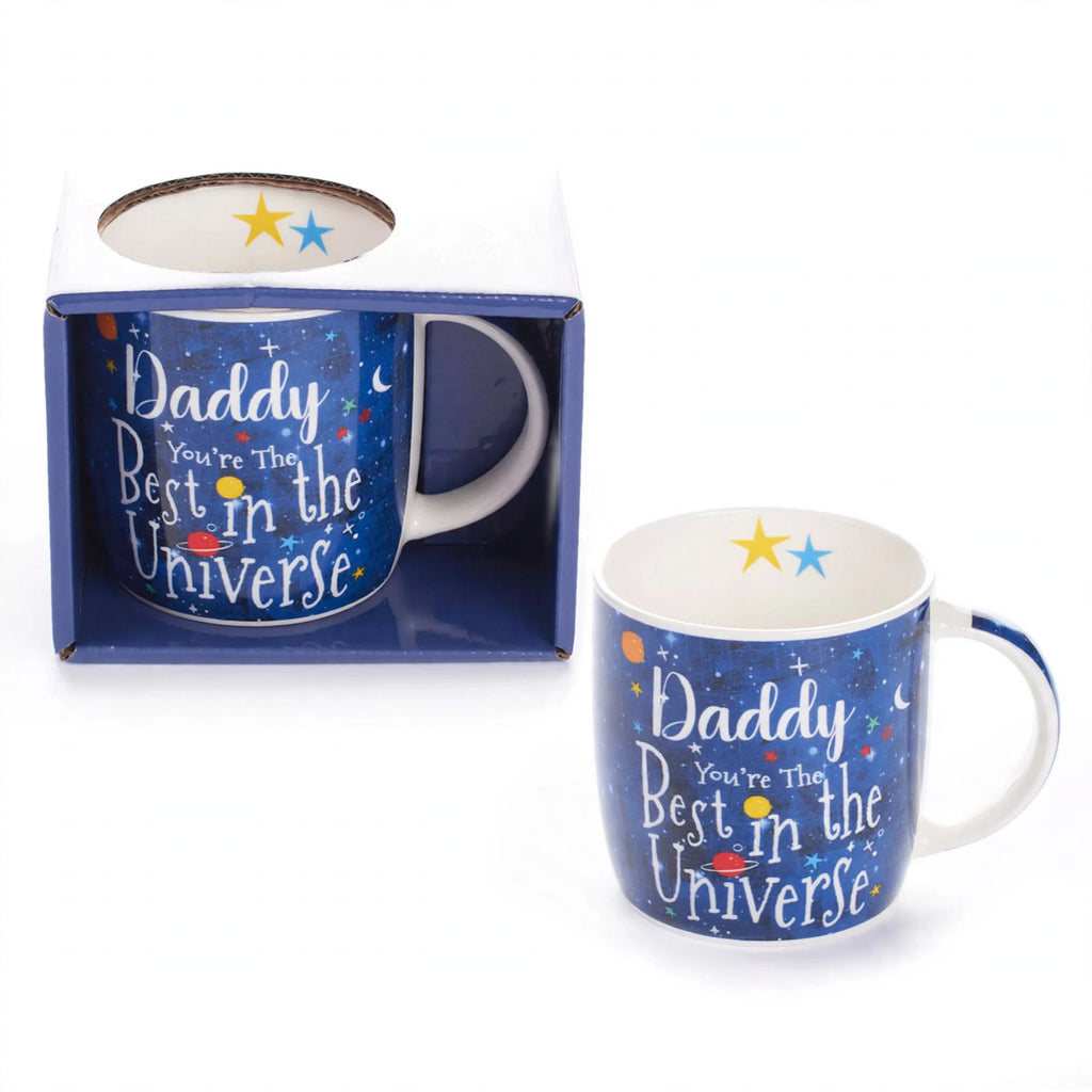Gift mug printed with 'Best Daddy In The Universe' from Tiger Feet Ltd