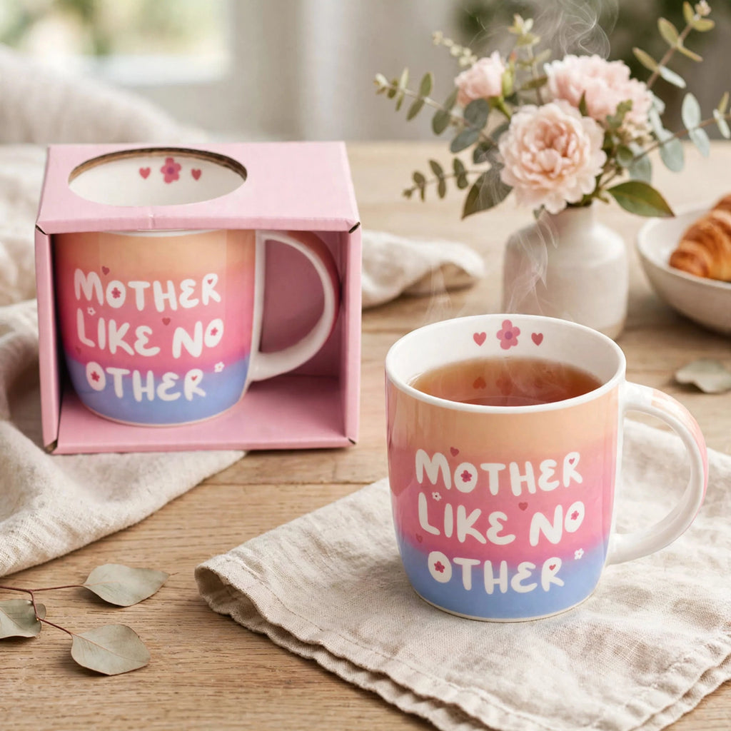 Ceramic mug displayed with coffee on a table setting