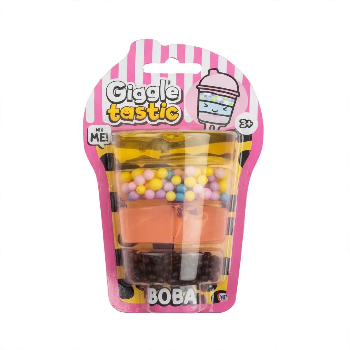 Giggletastic Boba-Themed Slime Stack Toy with pastel multicolour layered slime