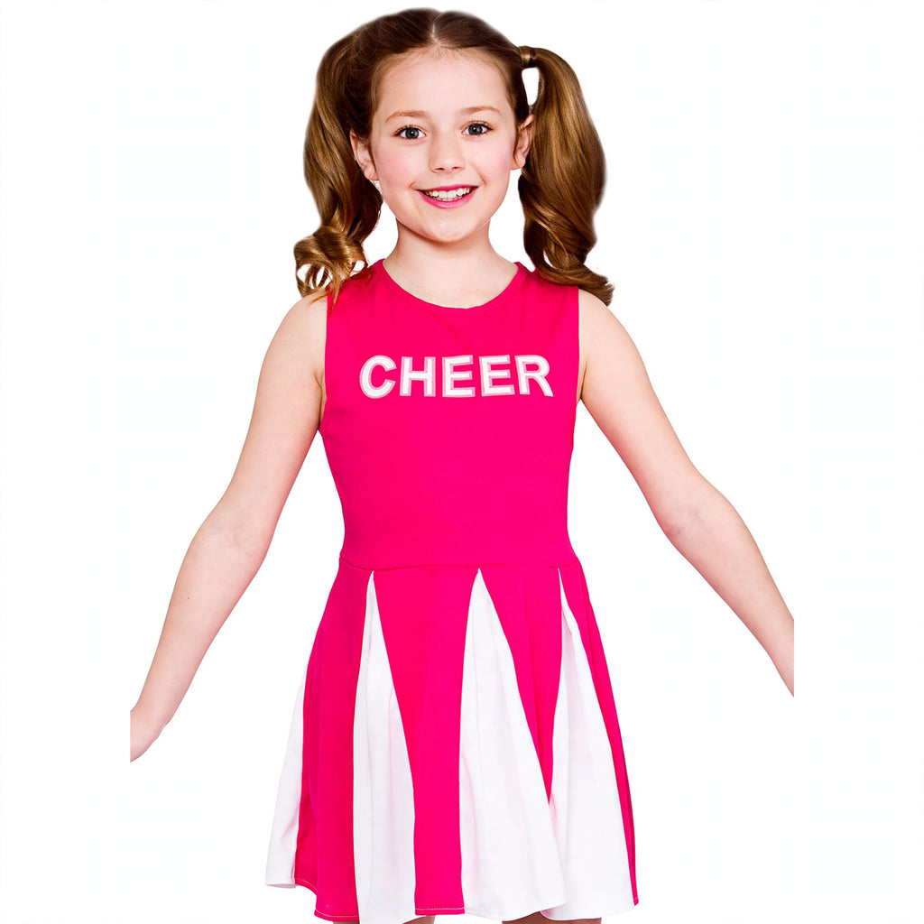 Detail view of hot pink cheerleader dress
