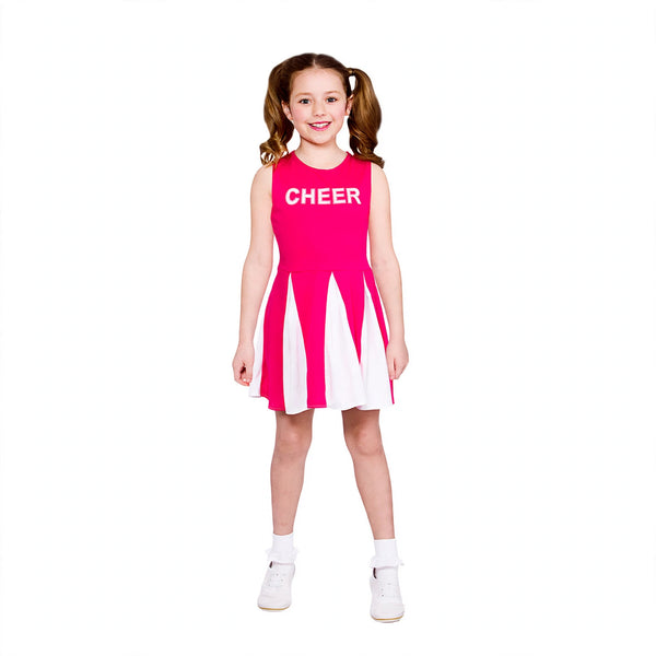 Hot pink cheerleader dress for girls aged 8-10 years