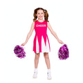 Girls hot pink cheerleader dress designed for ages 5 to 7 years