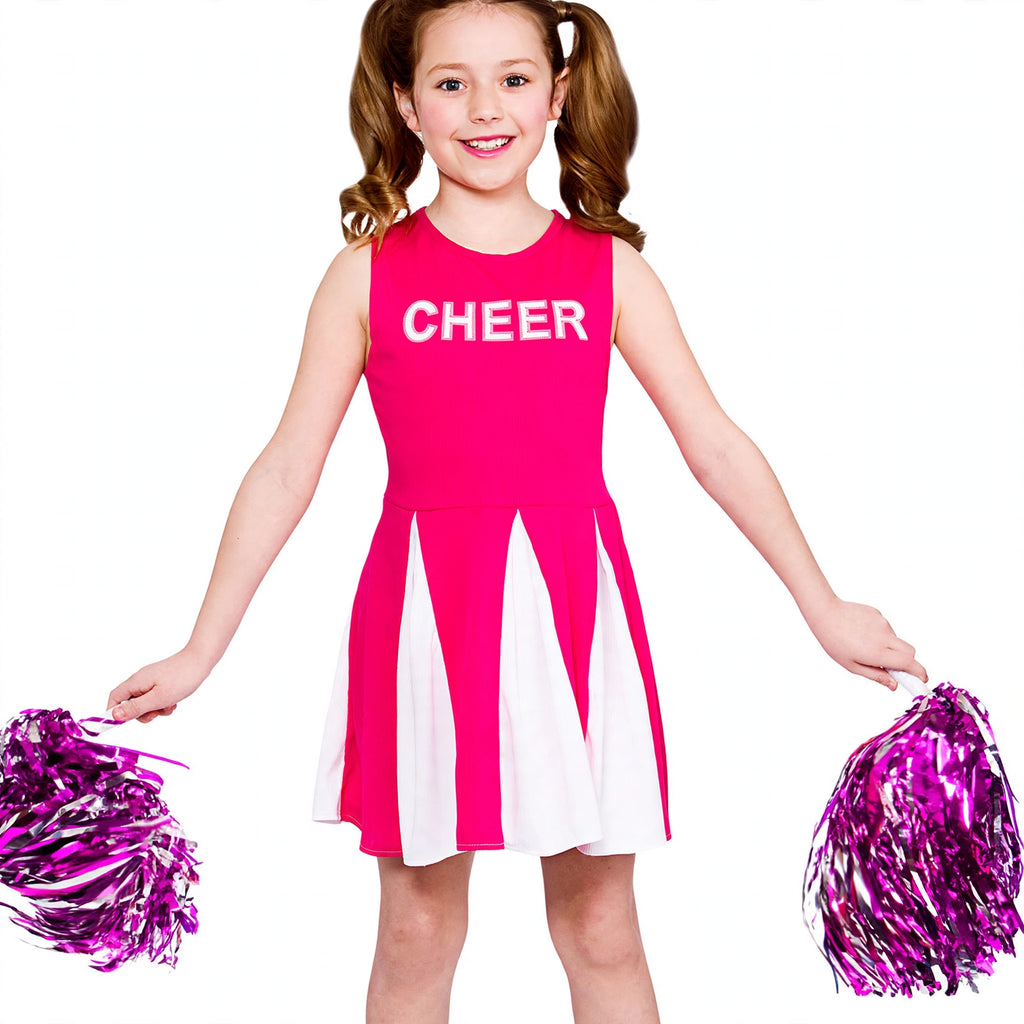 Detail view of the hot pink cheerleader dress