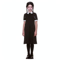 Wicked Costumes Girls Wednesday Addams black dress with white collar and plaited wig set