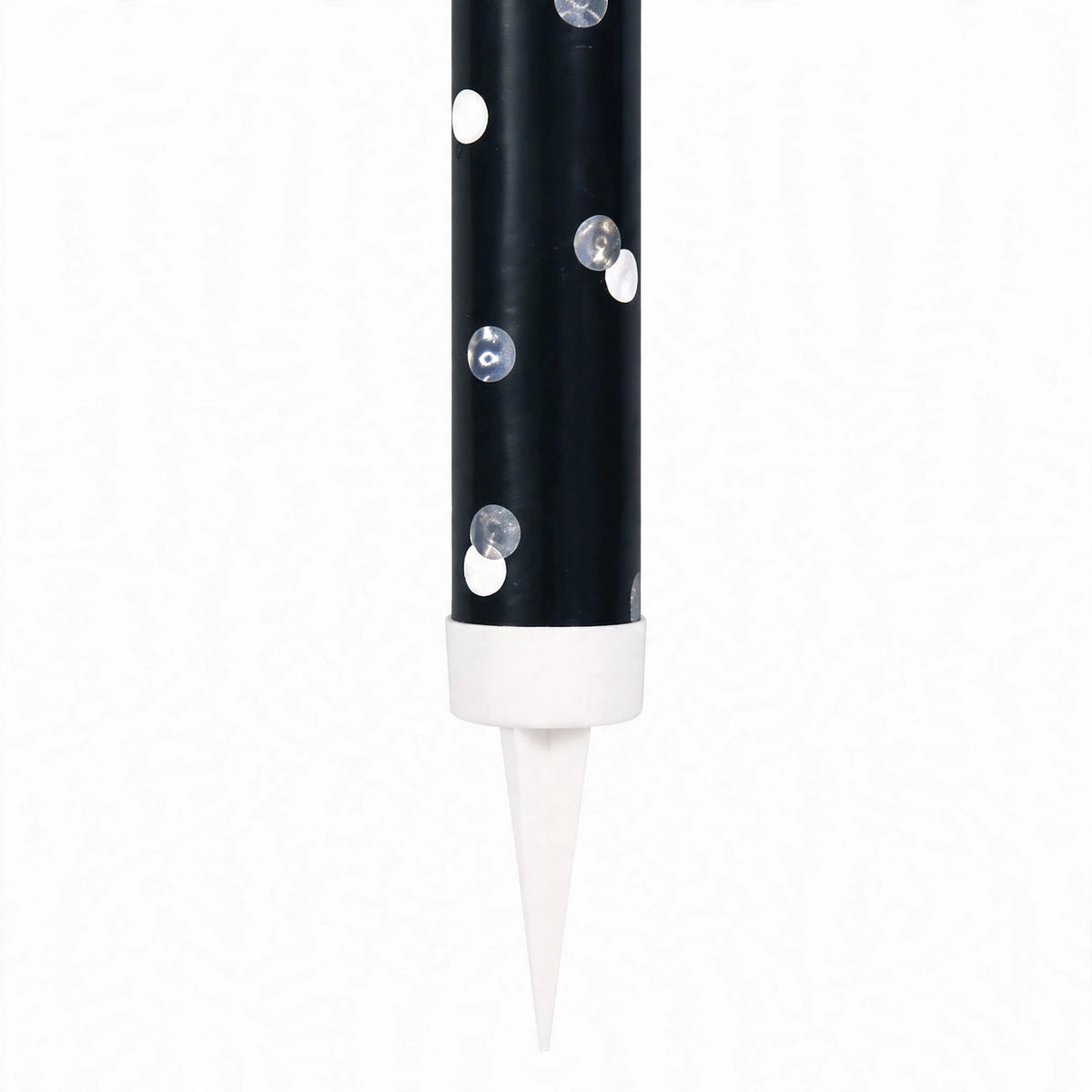 Close-up of Black Glitz Ice Fountain Cake Decoration showing silver dots and pointed spike