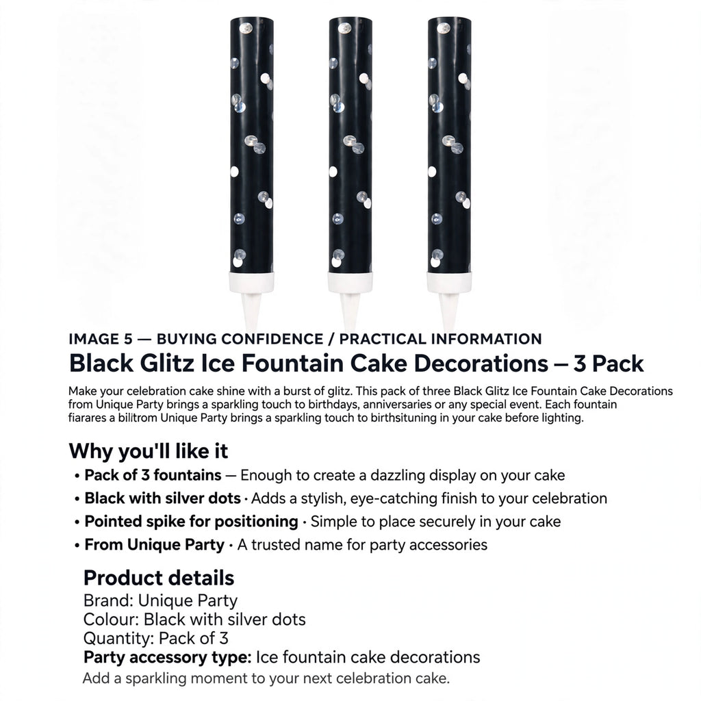 Pack of three fountains designed for easy positioning in cakes