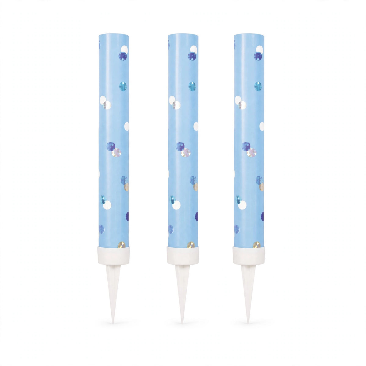 Blue Glitz Ice Fountain Cake Decorations pack of three with reflective dot design and pointed spikes