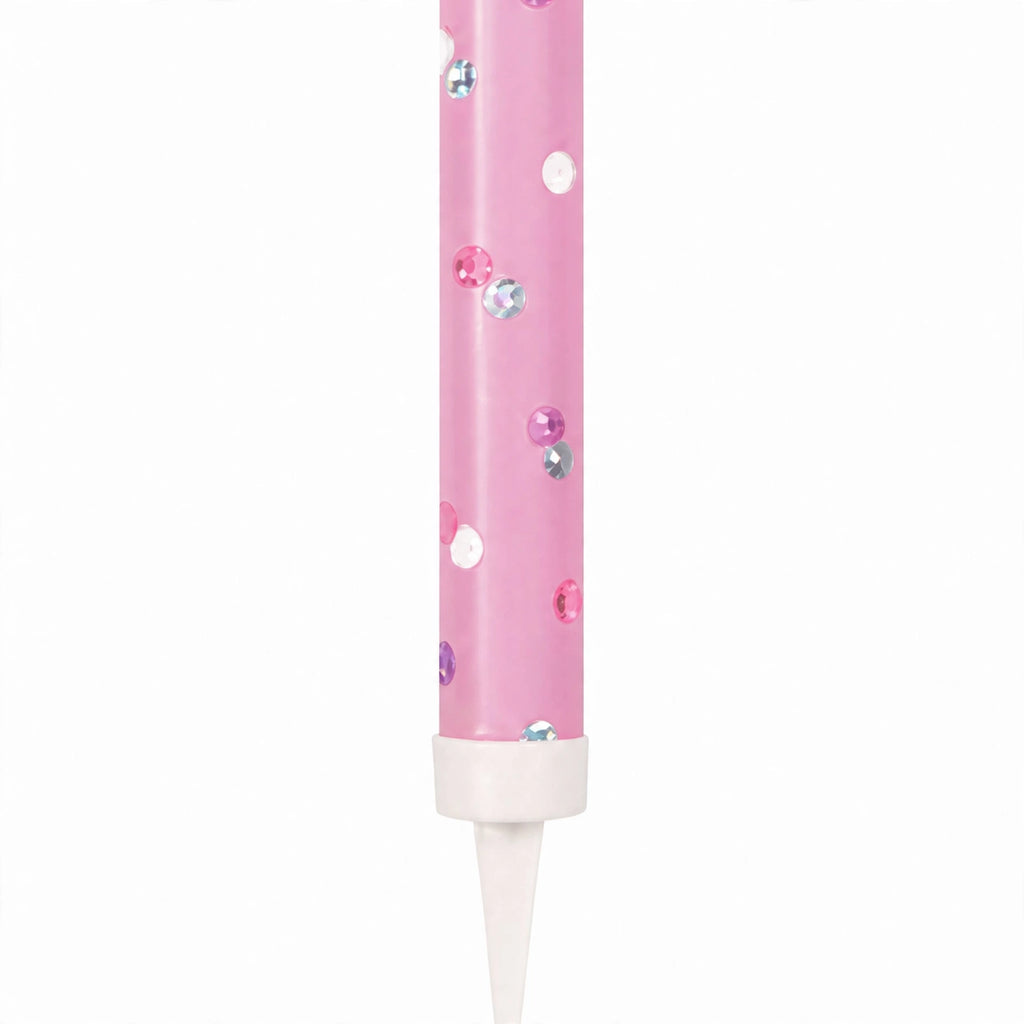 Close-up of Pink Glitz Ice Fountain Cake Decoration showing reflective dots and pointed spike base