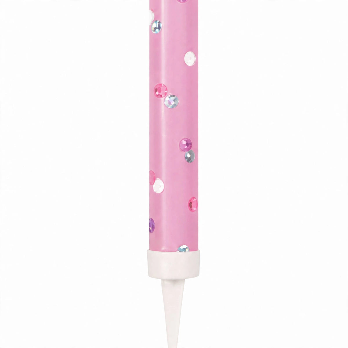 Close-up of Pink Glitz Ice Fountain Cake Decoration showing reflective dots and pointed spike base