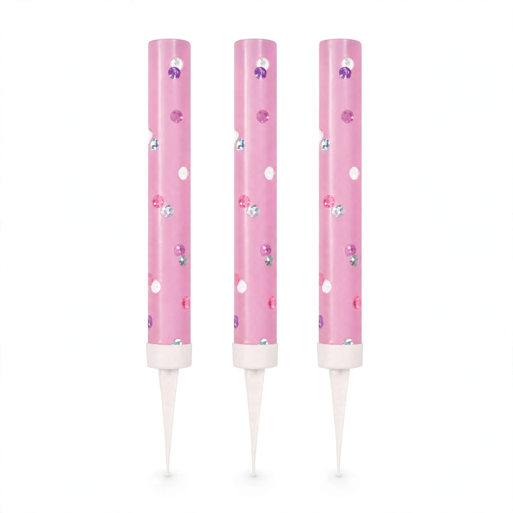 Pink Glitz Ice Fountain Cake Decorations pack of three with pink colour and reflective dots