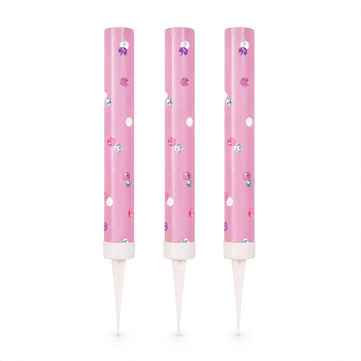 Pink Glitz Ice Fountain Cake Decorations pack of three with pink colour and reflective dots