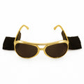 Gold Elvis Presley glasses with attached black sideburns