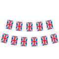 Great Britain Union Jack bunting with 11 red white and blue flags on a 4-metre string