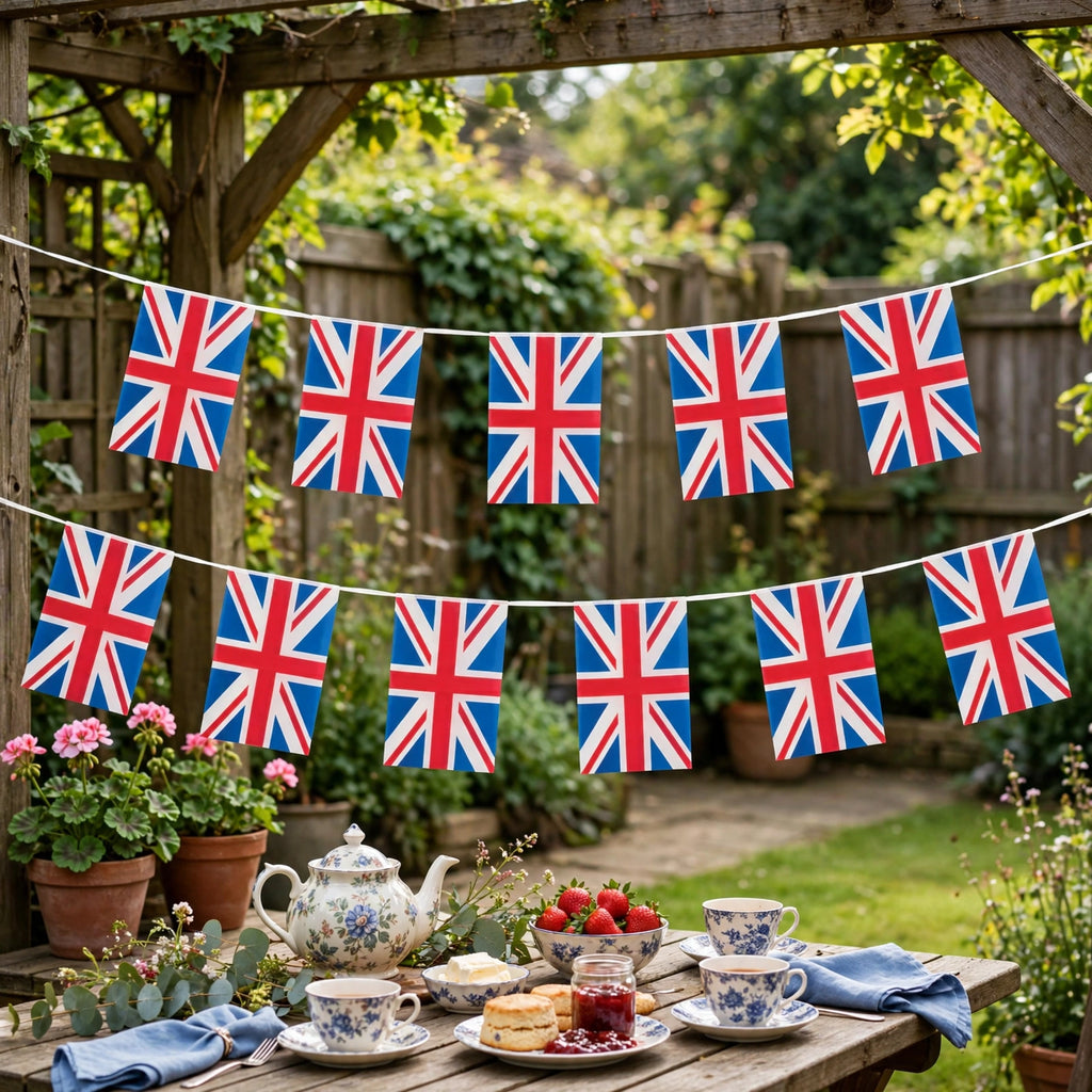 Great Britain Union Jack bunting displayed at a British-themed party or event