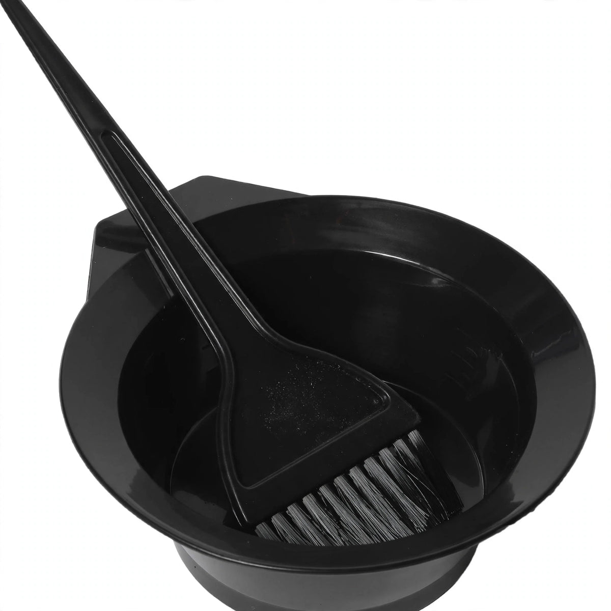 Close-up view of angled tinting brush and deep mixing bowl from Hair Dye Colouring Brush And Bowl Set
