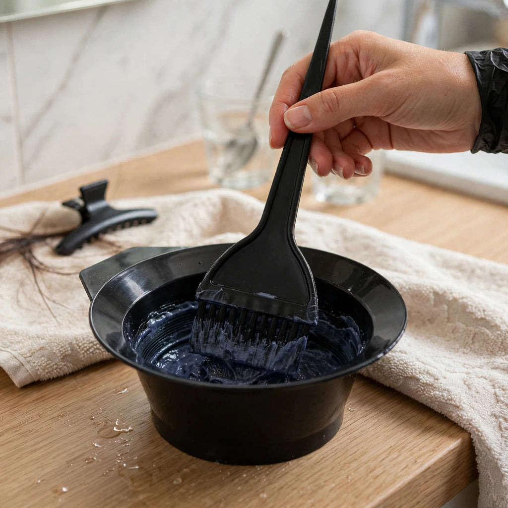 Hair Dye Colouring Brush And Bowl Set used for home hair colouring application