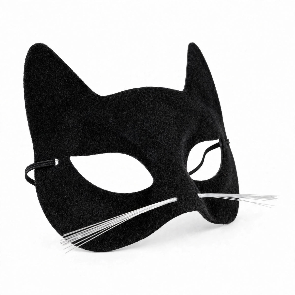Detailed view of the Wicked Costumes Black Velour Cat Mask showing its sleek finish.
