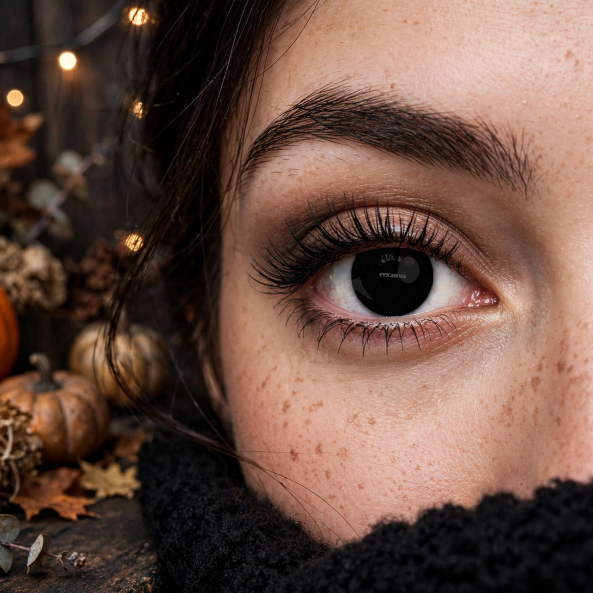 Eyecasions Black-Out Halloween Contact Lenses worn for a Halloween costume