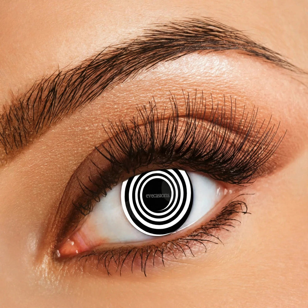 Halloween Contact Lenses One Day Use Black Spiral One Pair with black spiral pattern