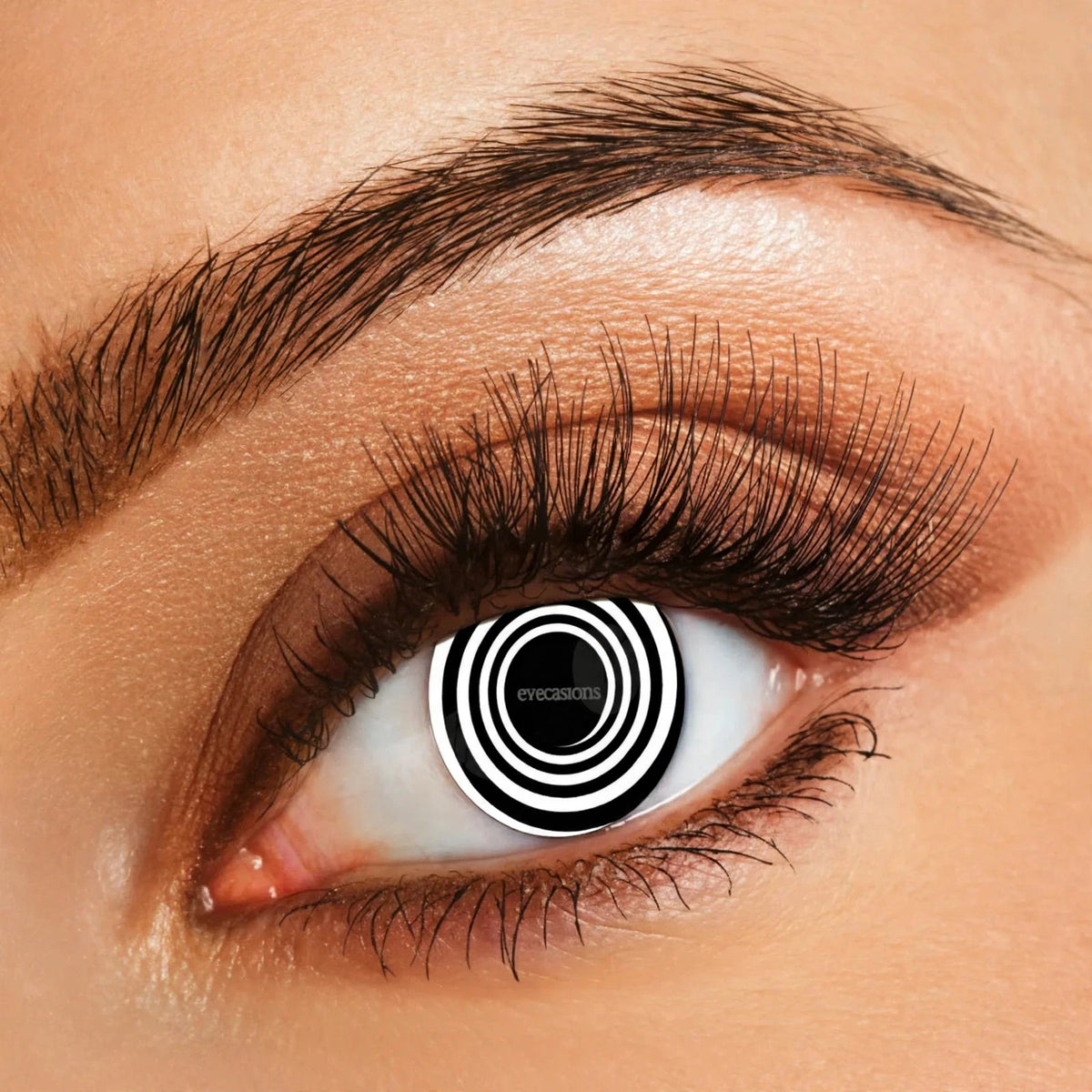 Halloween Contact Lenses One Day Use Black Spiral One Pair with black spiral pattern