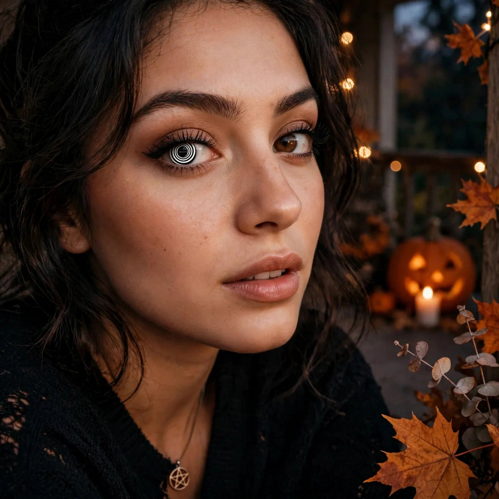 Halloween Contact Lenses One Day Use Black Spiral One Pair worn for Halloween costume