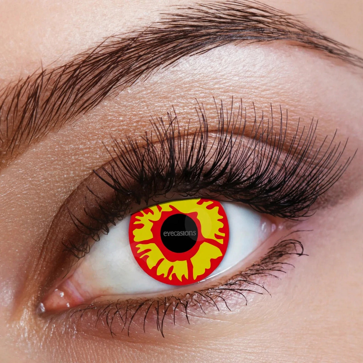 Close-up view of Halloween Contact Lenses One Day Use Flame One Pair showing flame pattern