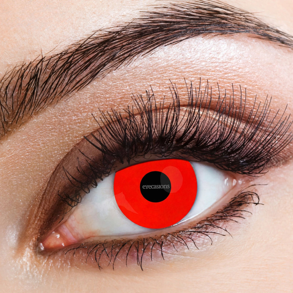 Detail view of Eyecasions Red Devil contact lenses.