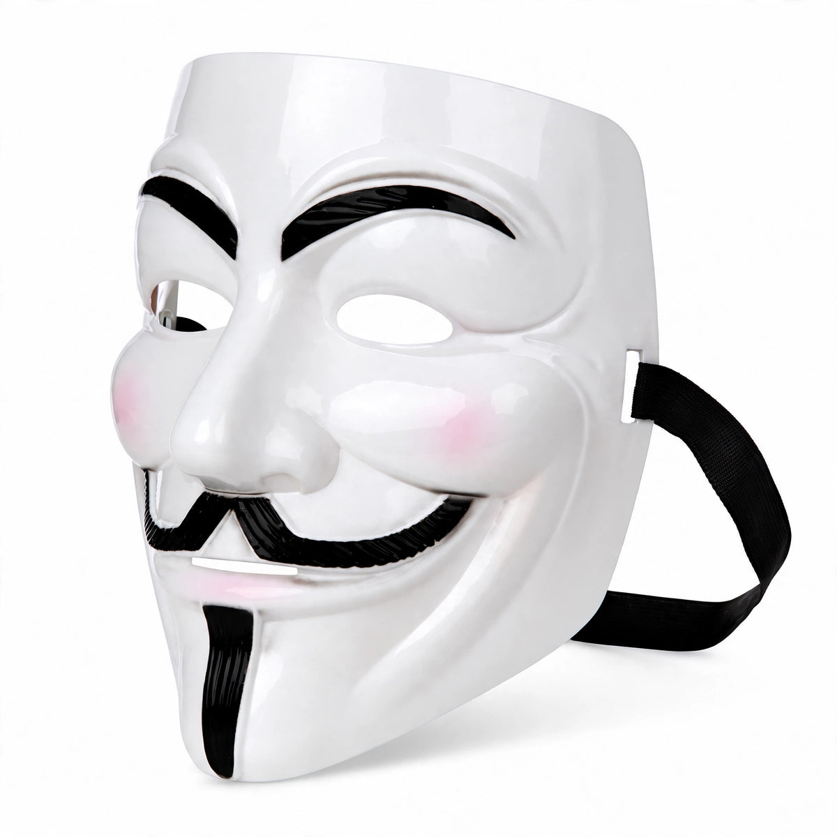 Detail view of the Anonymous Guy Fawkes Mask showing design elements