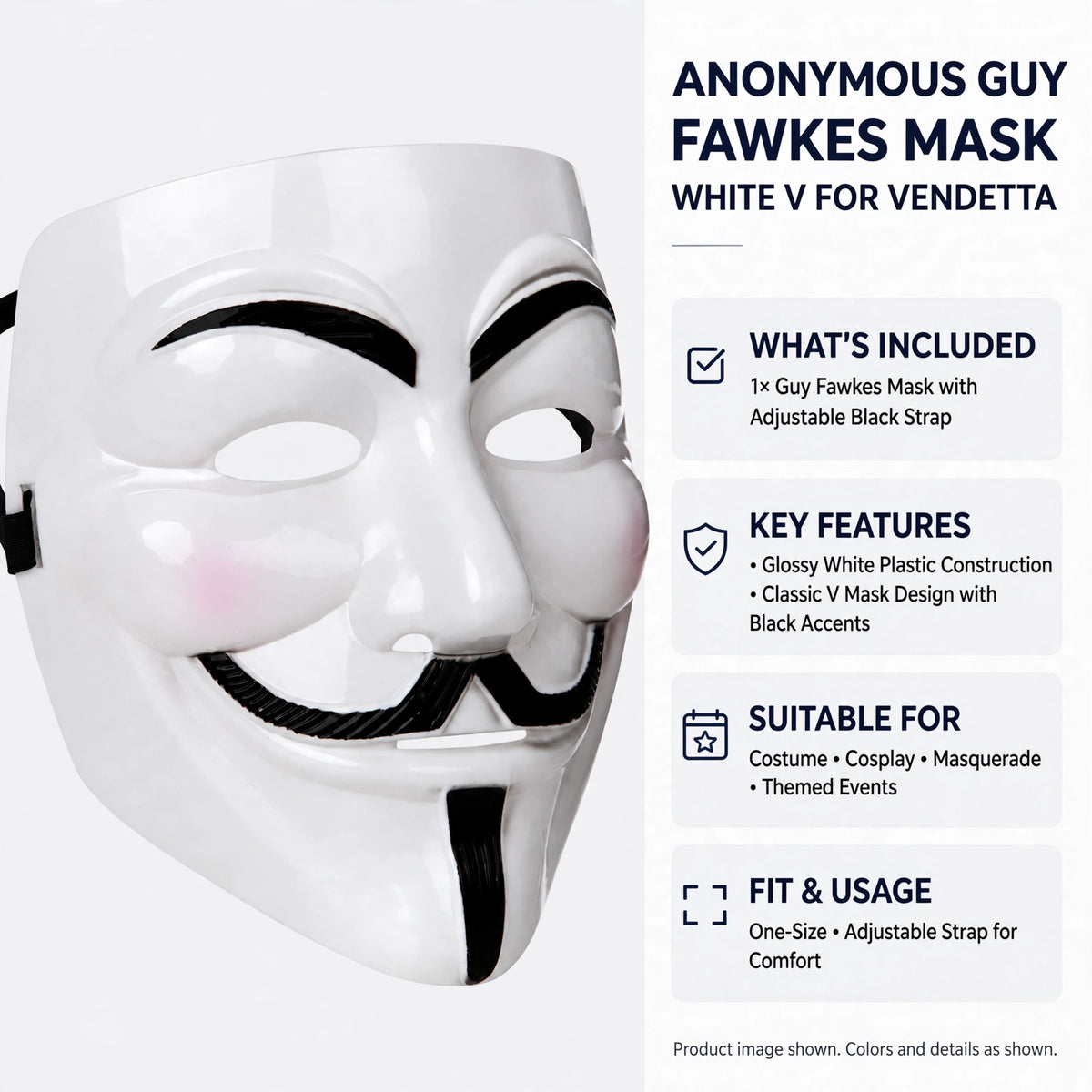 Information image for the Anonymous Guy Fawkes Mask by Wicked Costumes