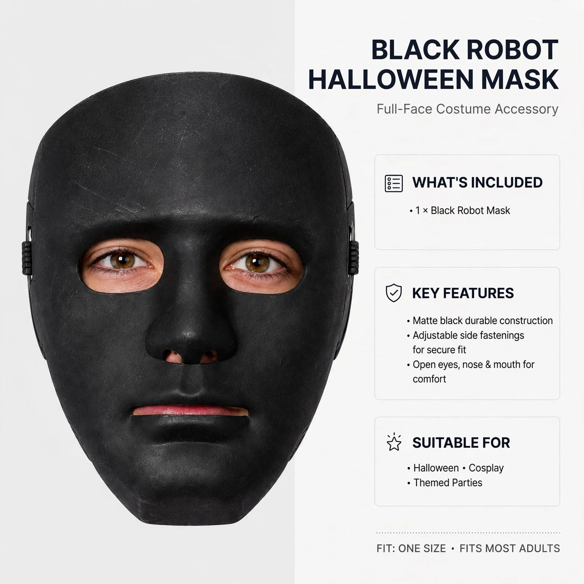 Halloween costume accessory - Black Robot Halloween Mask by Wicked Costumes
