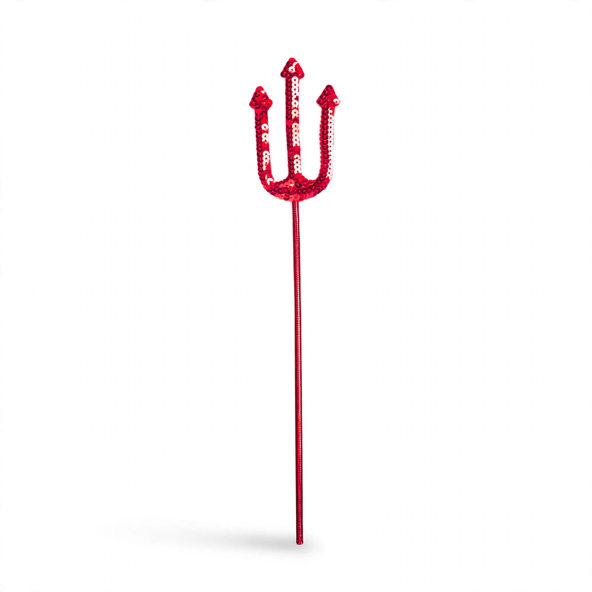 Halloween Red Sequin Devil Handheld Trident with red sequins and classic trident shape