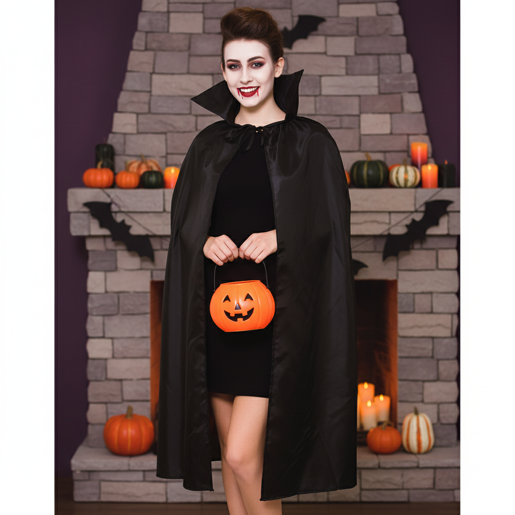 Halloween Black Cape With Black Collar For Adults | Merthyr Tydfil | Why Not Shop Online