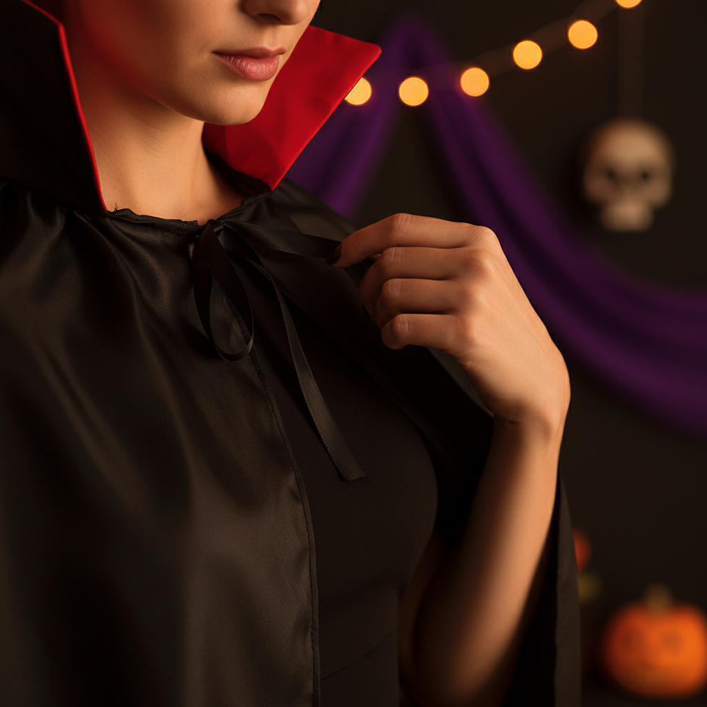 Halloween Black Cape With Red Collar For Adults | Merthyr Tydfil | Why Not Shop Online