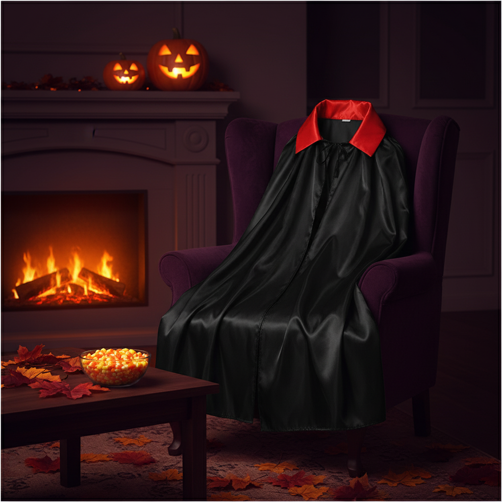Halloween Black Cape With Red Collar For Adults | Merthyr Tydfil | Why Not Shop Online