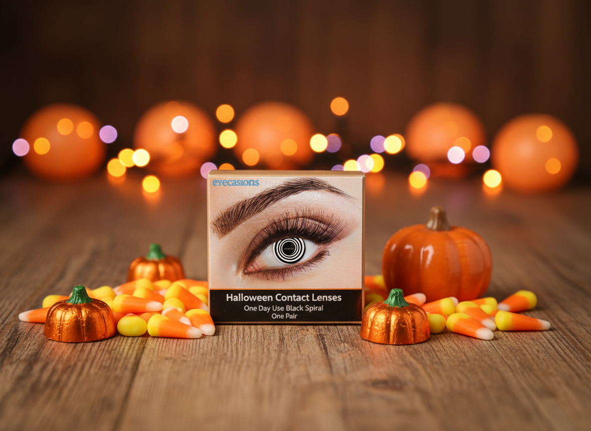 Halloween Contact Lenses One Day Use Black Spiral One Pair | Merthyr Tydfil | Why Not Shop Online