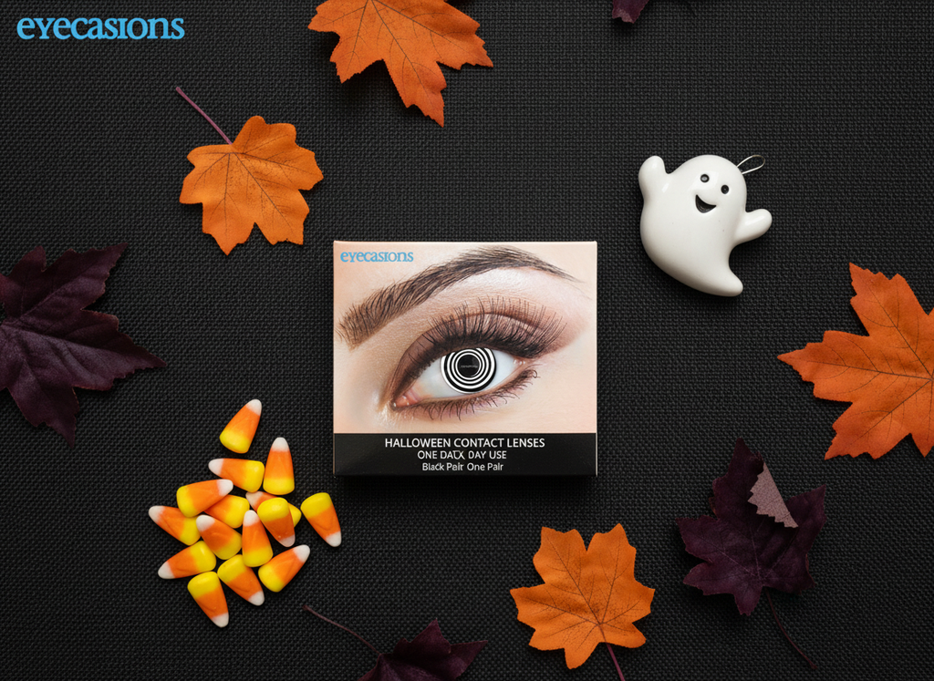 Halloween Contact Lenses One Day Use Black Spiral One Pair | Merthyr Tydfil | Why Not Shop Online