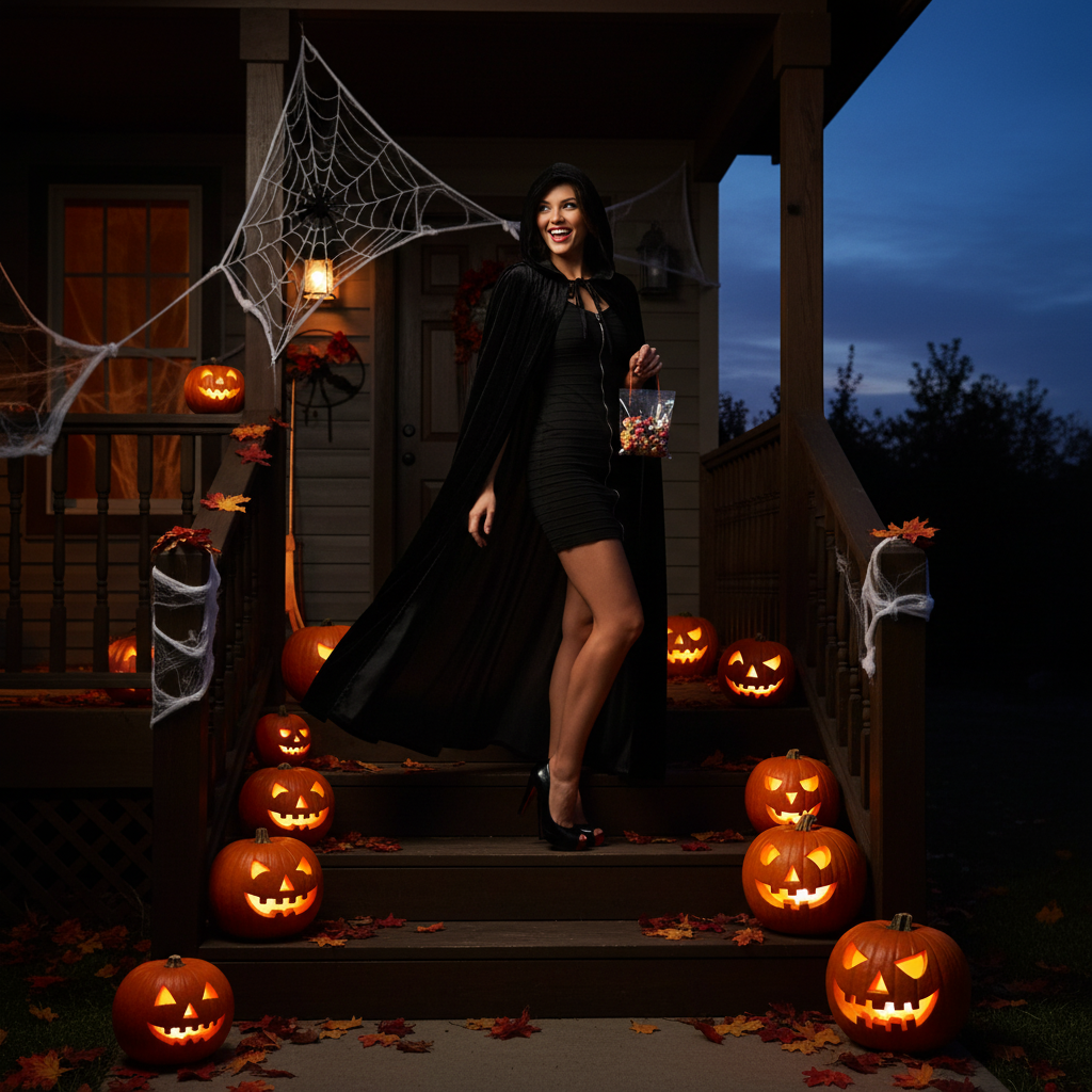 Halloween Deluxe Black Velvet Hooded Cloak For Adults 140cm | Merthyr Tydfil | Why Not Shop Online