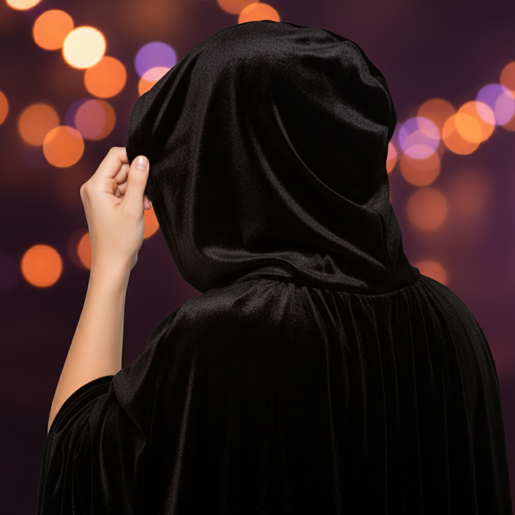 Halloween Deluxe Black Velvet Hooded Cloak For Adults 140cm | Merthyr Tydfil | Why Not Shop Online