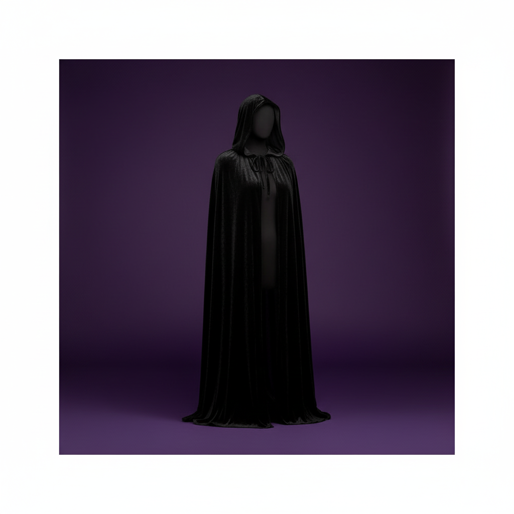Halloween Deluxe Black Velvet Hooded Cloak For Adults 140cm | Merthyr Tydfil | Why Not Shop Online