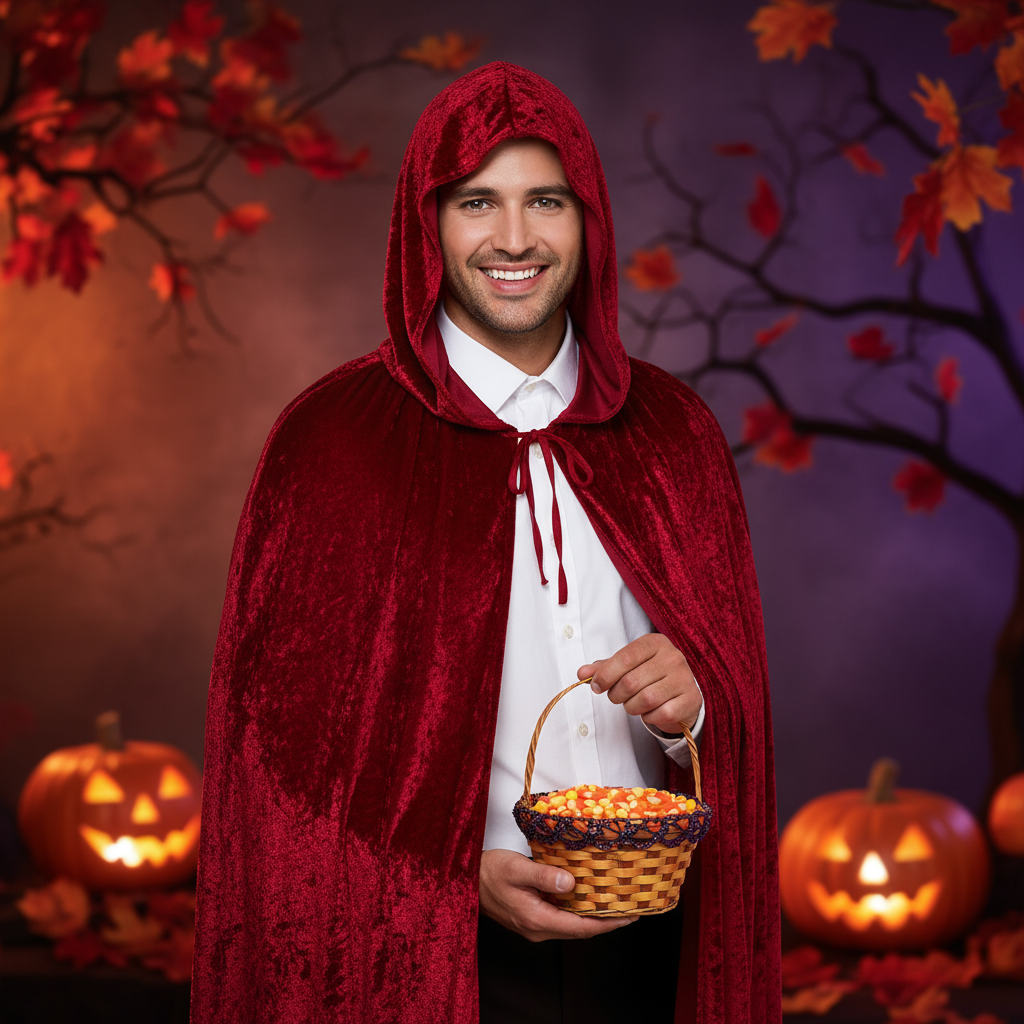 Halloween Deluxe Dark Red Velvet Hooded Cloak For Adults 140cm | Merthyr Tydfil | Why Not Shop Online