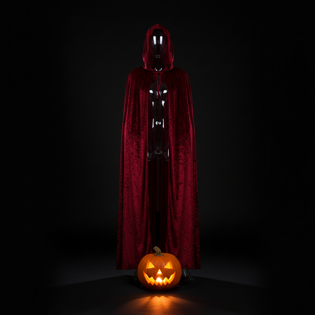Halloween Deluxe Dark Red Velvet Hooded Cloak For Adults 140cm | Merthyr Tydfil | Why Not Shop Online
