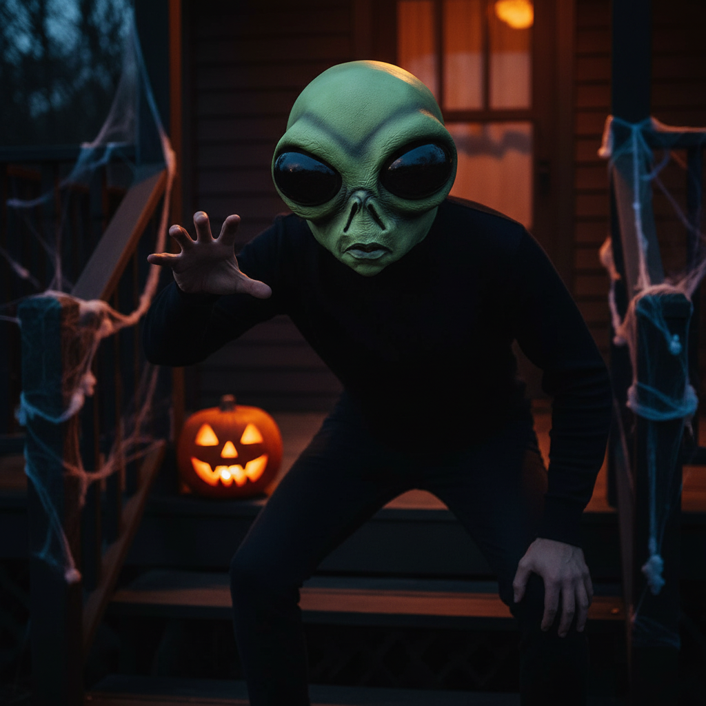 Halloween Latex Mask - Bug Eye Green Alien | Merthyr Tydfil | Why Not Shop Online