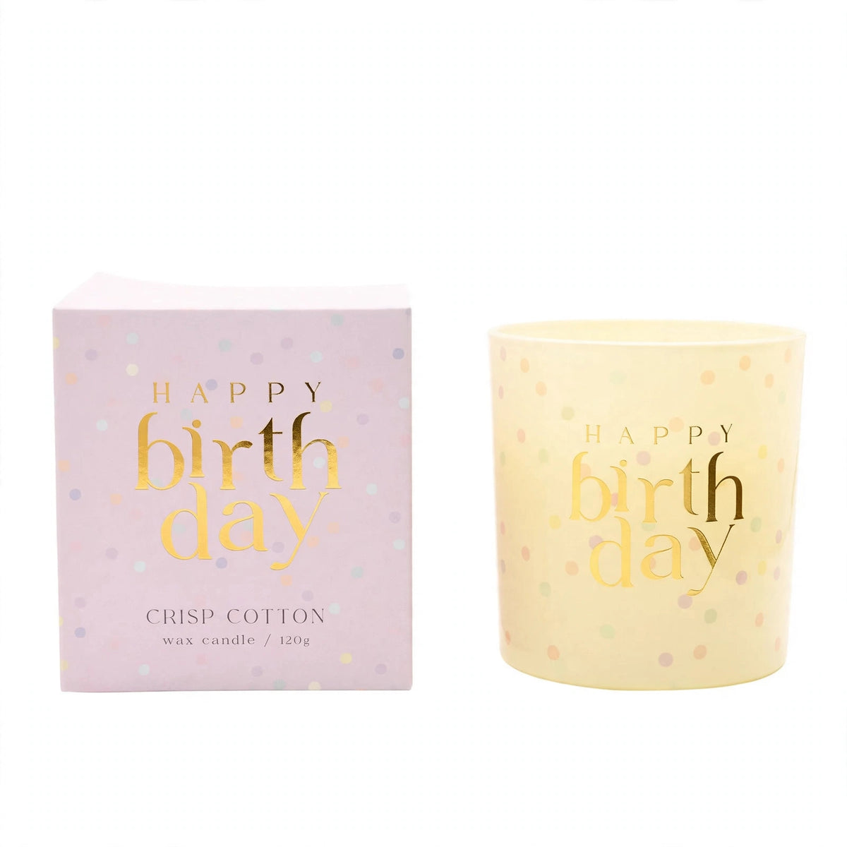 Happy Birthday Confetti Candle with confetti design and standard candle base