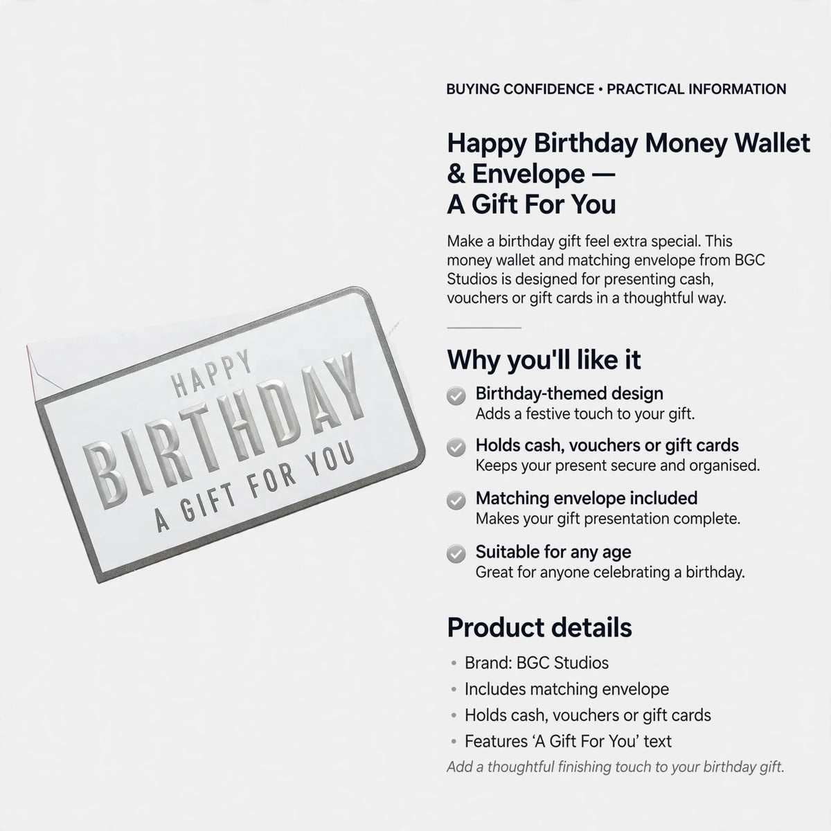 Money wallet and envelope set designed for holding cash vouchers or gift cards with matching envelope included