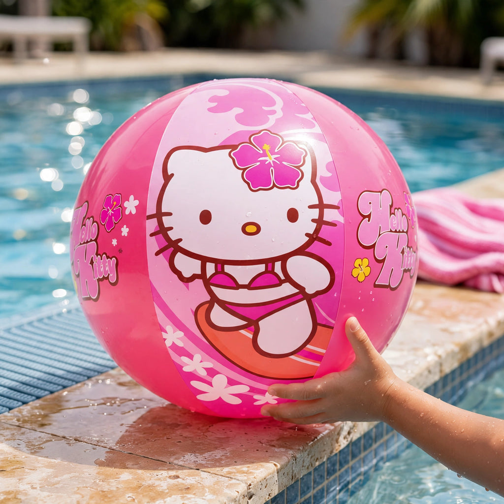 Hello Kitty Pink Beach Ball used for play at the beach or pool