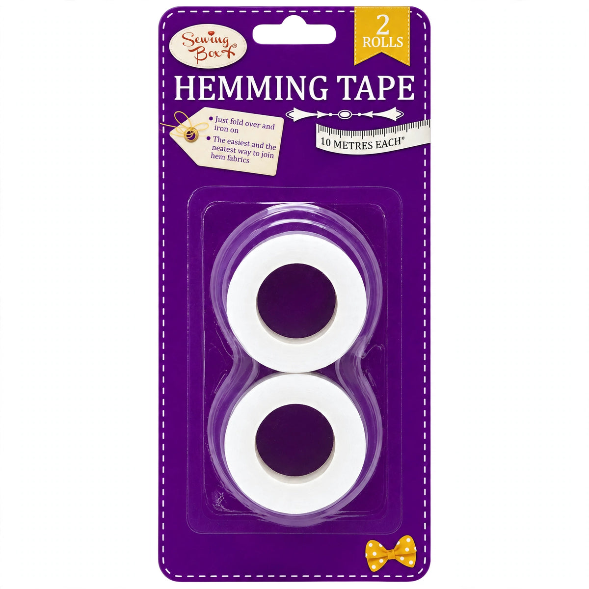 Hemming Web Tape twin pack with two 10-metre rolls of white iron-on fusible tape