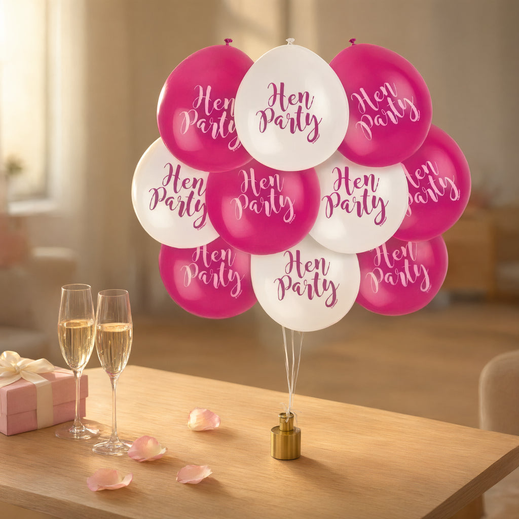 Hen Party Balloons Pink and White Pack of 10 9 Inches